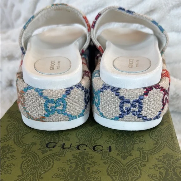 COPY - Gucci Angelina platform multicolor canvas monogram GG slide sandals - Picture 5 of 10